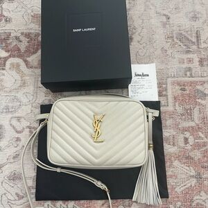 Saint Laurent Ivory Quilted Crossbody Bag